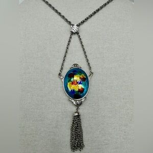 Vintage Celebrity signed Enamel Tassel Necklace